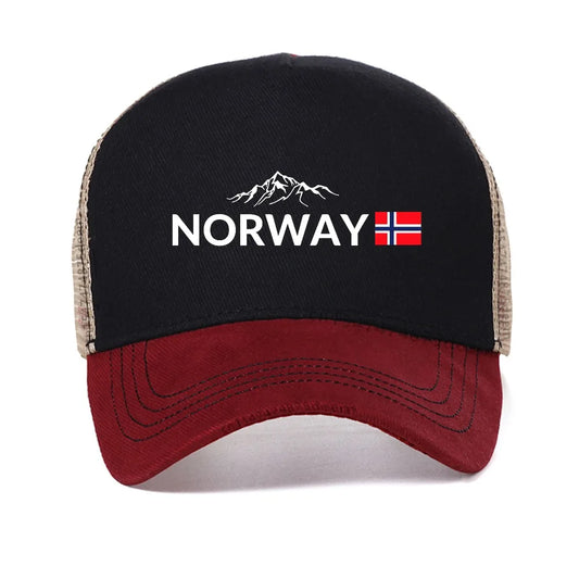 Funny Norway Flag Mountain Outdoor Baseball Cap