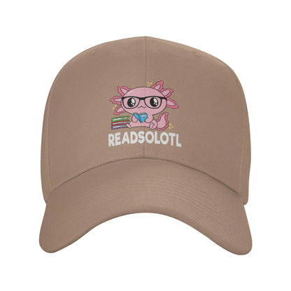 Readsolotl Axolotl Book Lover Funny Reading Baseball Cap