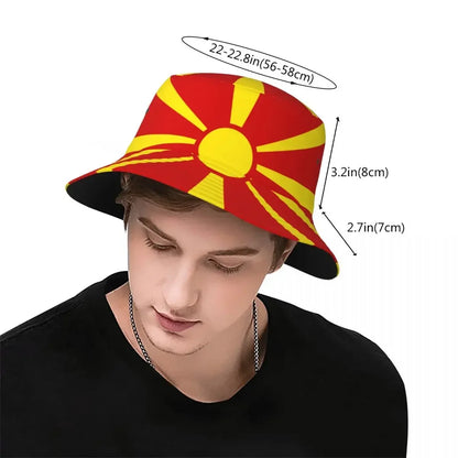 North Macedonia Flag Fisherman Cap Hip Hop Gorras Summer Unisex Bucket Hat