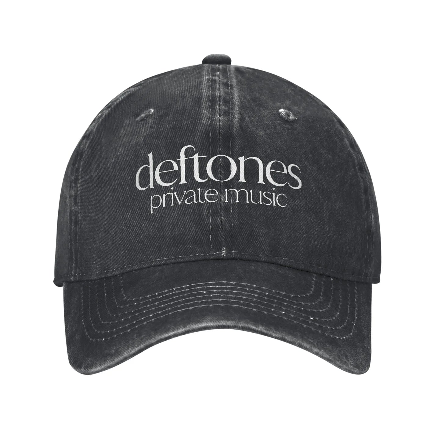 Retro Deftones Baseball Caps Unisex Style Distressed Cotton Snapback Cap White Pony