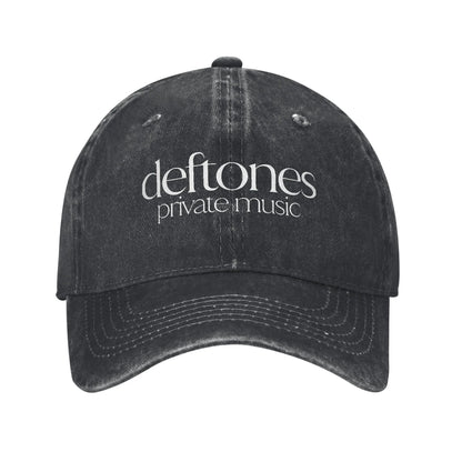 Retro Deftones Baseball Caps Unisex Style Distressed Cotton Snapback Cap White Pony