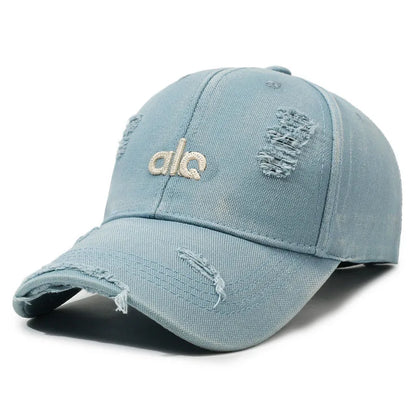 Vintage American-Style Distressed Denim Baseball Cap