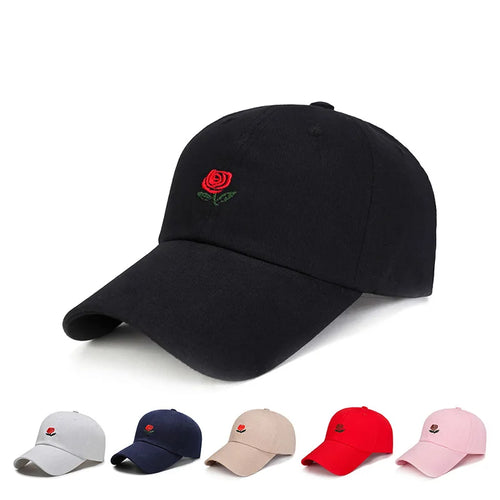 Unisex Rose Embroidery Baseball Cap For Men Women Flower Cap