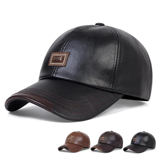 Pu Leather Letter Label Baseball Caps