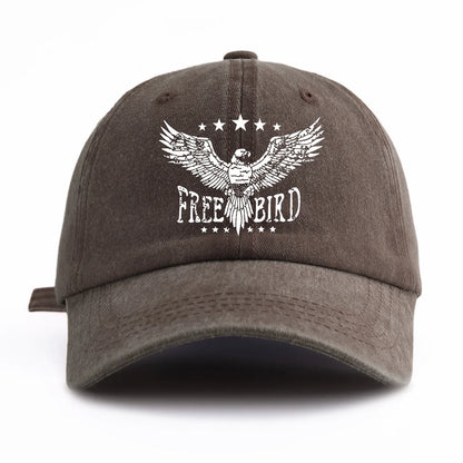 FREE BIRD Print Washed Baseball Cap