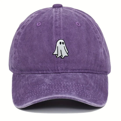 Halloween Embroidered Baseball Hat with Cute Ghost for Men and Women