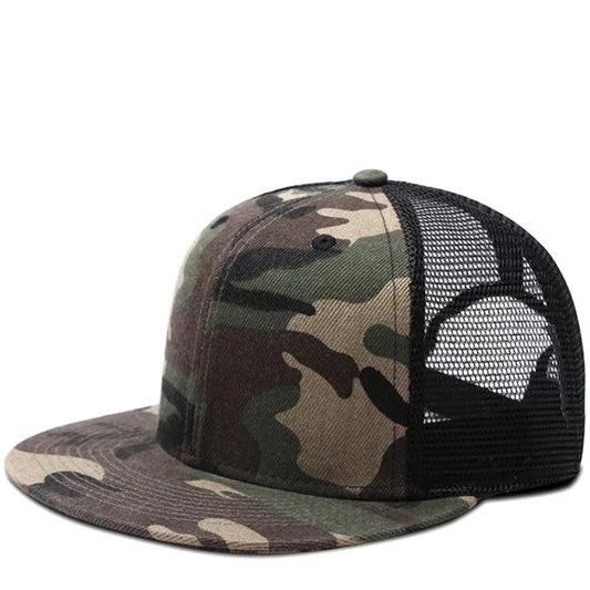 Adult Solid Color Flat Brim Mesh Snapback Cap Men Woman Hip Hop Plain Baseball Hat  55-60cm