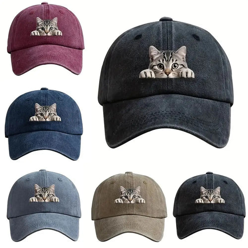 Trend Embroidery Cat Baseball Cap Cool Cat Hat