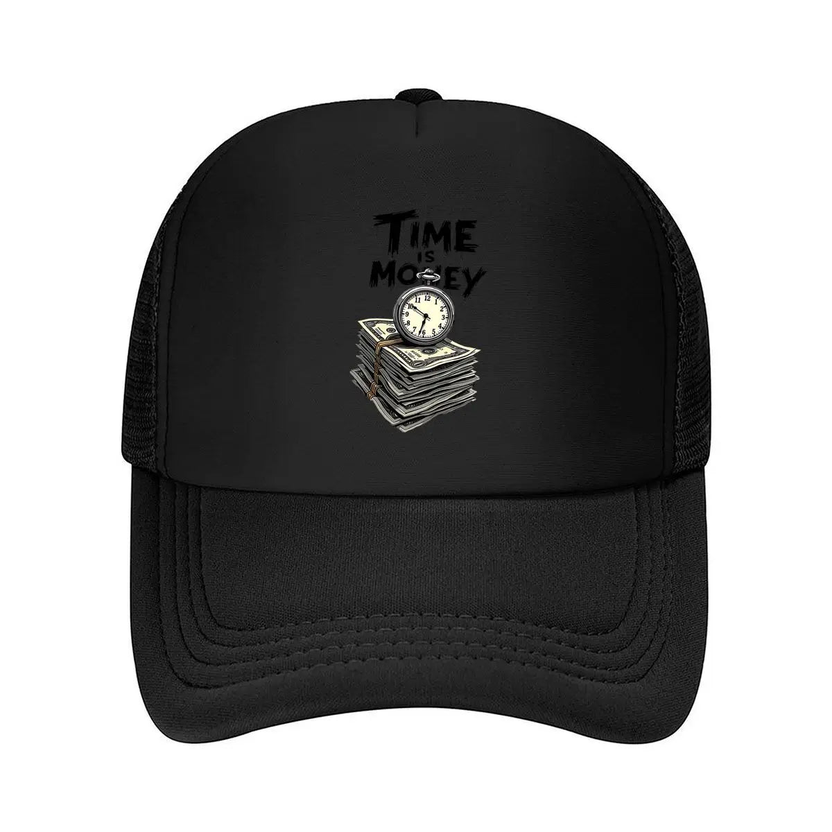 Time Is Money Graphic Oversized 2026 Mesh Baseball Cap