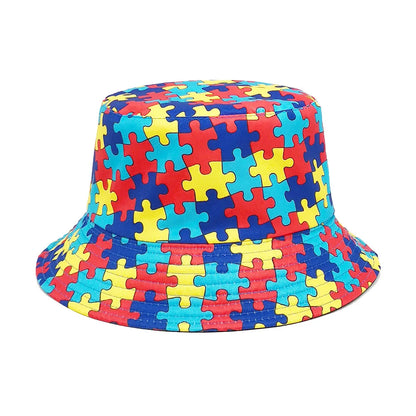 Double-sided Yellow Duck Print Pattern Panama Summer Sunscreen Fisherman Cap Bucket Hat