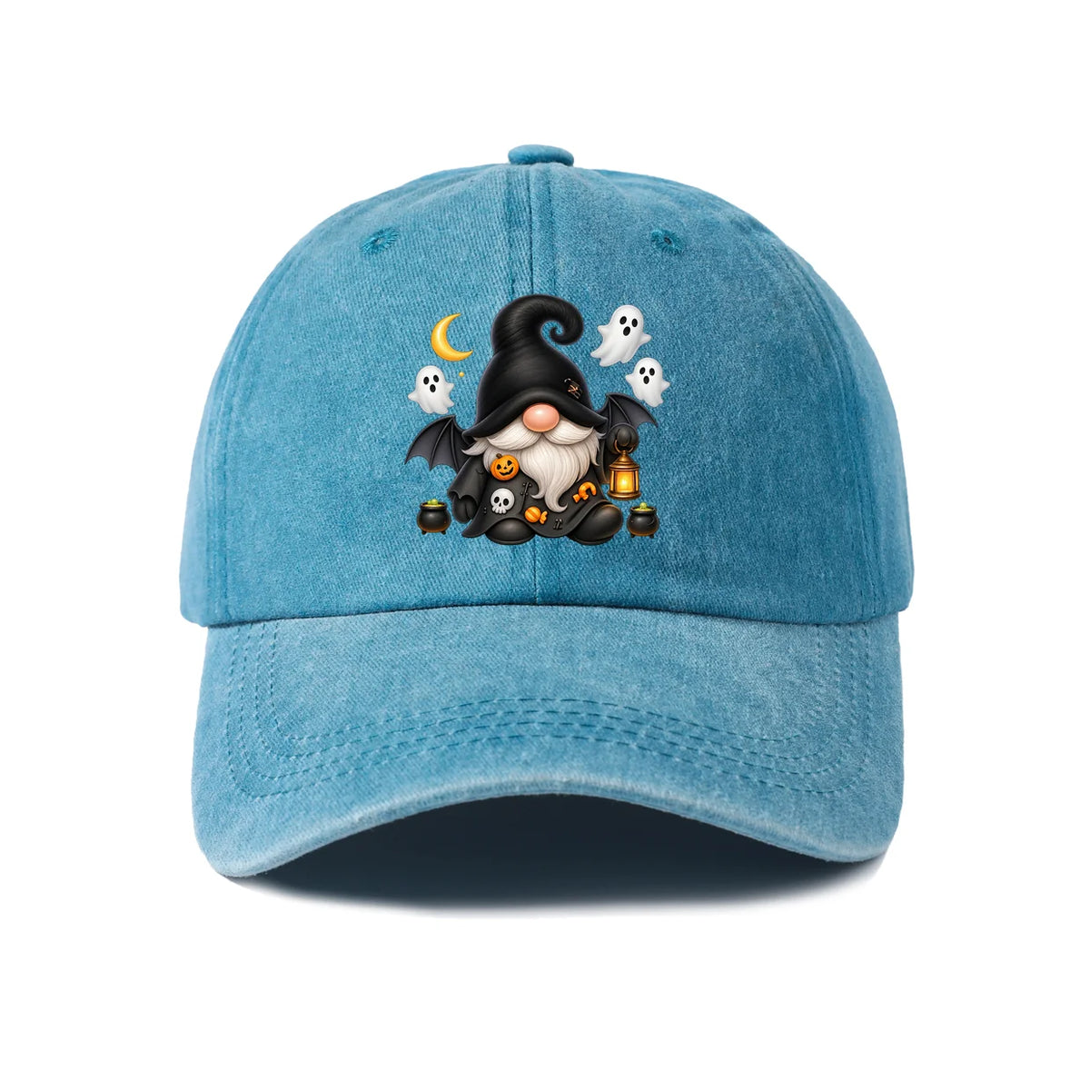 Vintage Washed Witch Gnome Ghost Graphic Baseball Cap