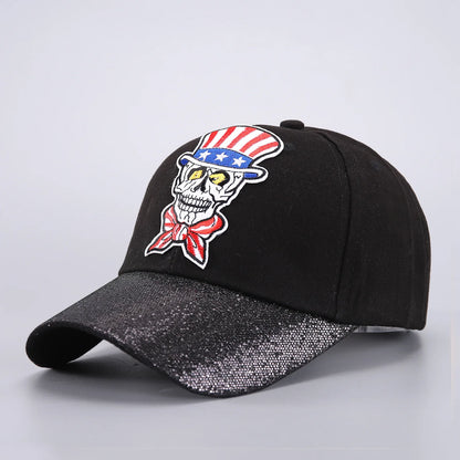 Skull Baseball Cap Halloween Party Funny Scary Expression Design