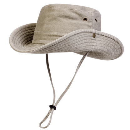 Men Big Eaved Solid color Washed Bucket Hats Fishermen Caps