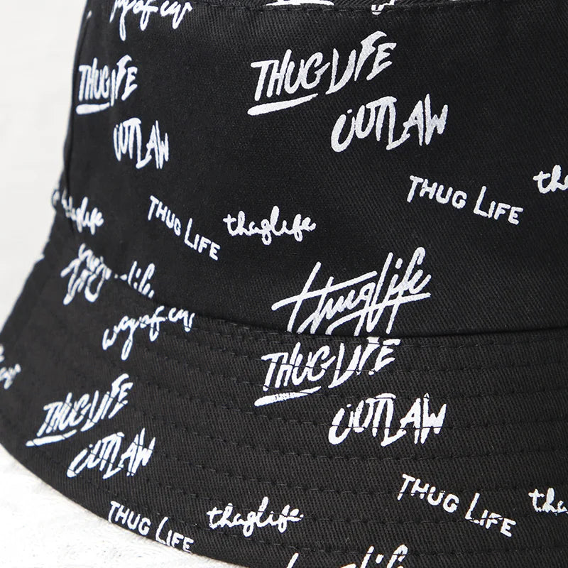 Fashion Graffiti Letters Print Cotton Bucket Hat For Men Women