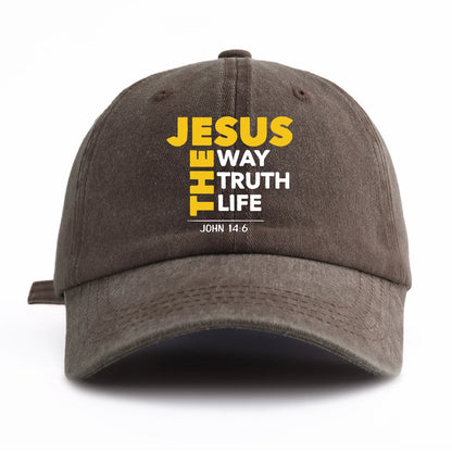 JESUS CROSS Print Washed Baseball Cap
