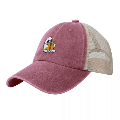 Booooks! Halloween Ghost Cowboy Mesh Baseball Cap Derby Hat Vintage Golf Women Men's