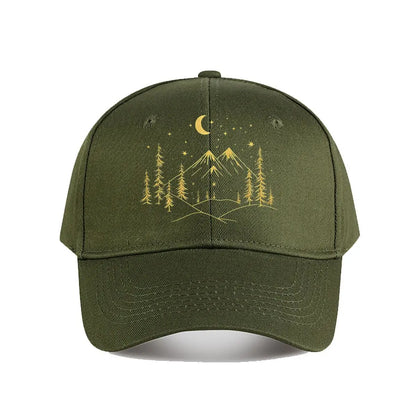 Pink Vintage Baseball Cap Mountain Moon Tree