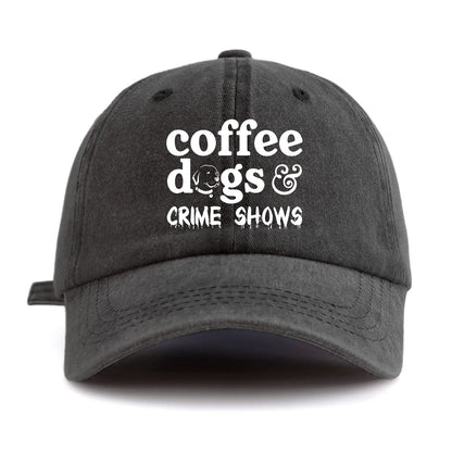 COFFEE DOGS Print Washed Baseball Cap For Adults