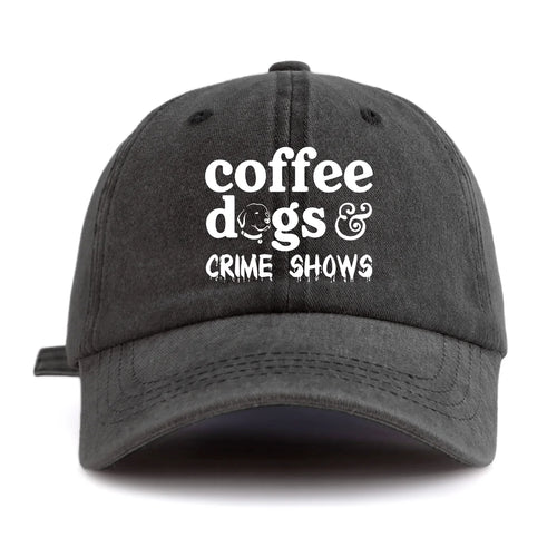 COFFEE DOGS Print Washed Baseball Cap For Adults