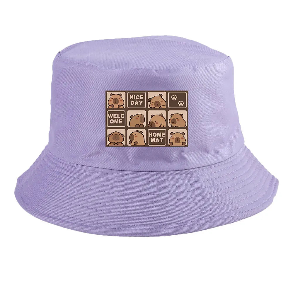 Summer Spring Ladies Cotton Korean Casual Outdoor Sunprotection Capybara Bucket Hat For Men Women
