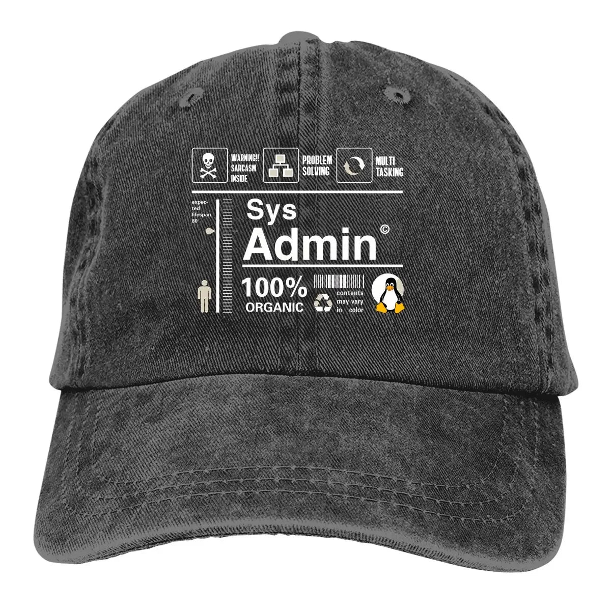 Linux Kit Infographic Sys Admin Penguin Baseball Cap Men Hats Women