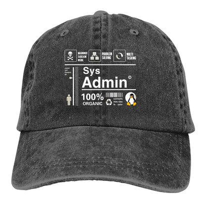 Linux Kit Infographic Sys Admin Penguin Baseball Cap Men Hats Women