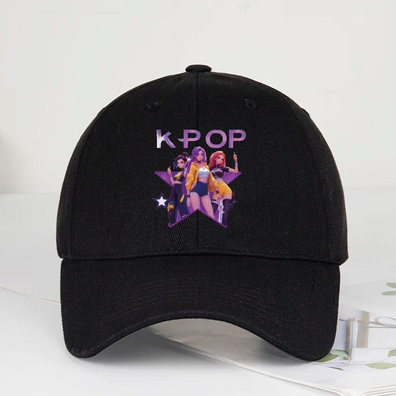K-POP Cartoon Girl Group Star Print Soft-Peak Baseball Cap