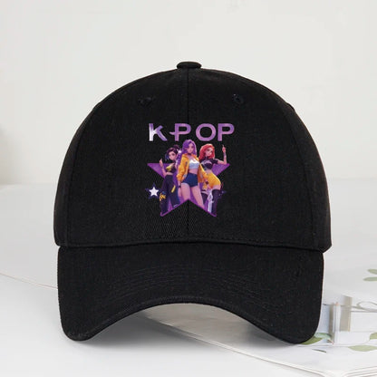 K-POP Cartoon Girl Group Star Print Soft-Peak Baseball Cap