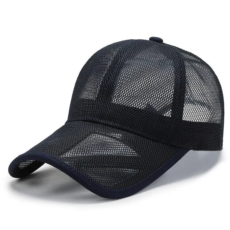 Summer Men Hat Openwork Brim Breathable Baseball Cap