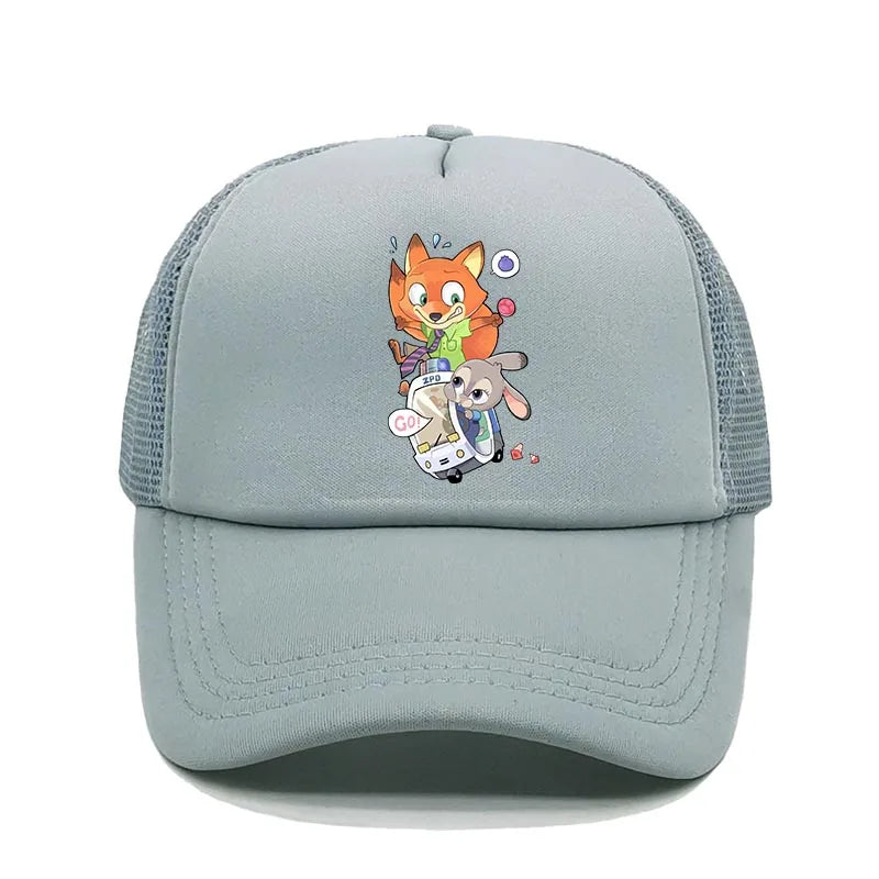 Cartoon Anime Print Baseball Cap Zootopia Judy Nick Sun Mesh Hat