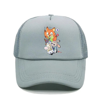 Cartoon Anime Print Baseball Cap Zootopia Judy Nick Sun Mesh Hat