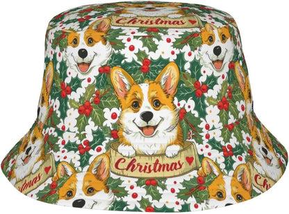 Retro Poster Merry Christmas Bucket Hats for Women Men Xmas Fisherman Hat