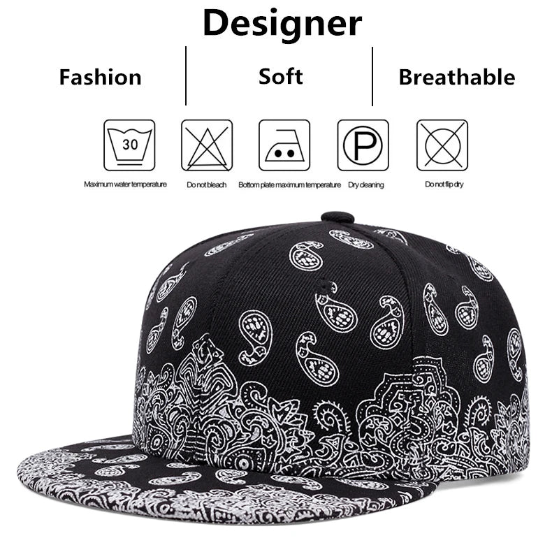New Fashion West Coast Cashew Flower Printing Snapback Cap