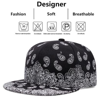 New Fashion West Coast Cashew Flower Printing Snapback Cap