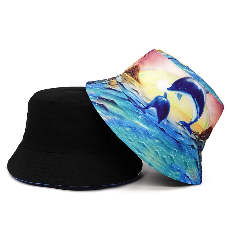 Summer Sun Hat Reversible Yellow Duck Bucket Hat