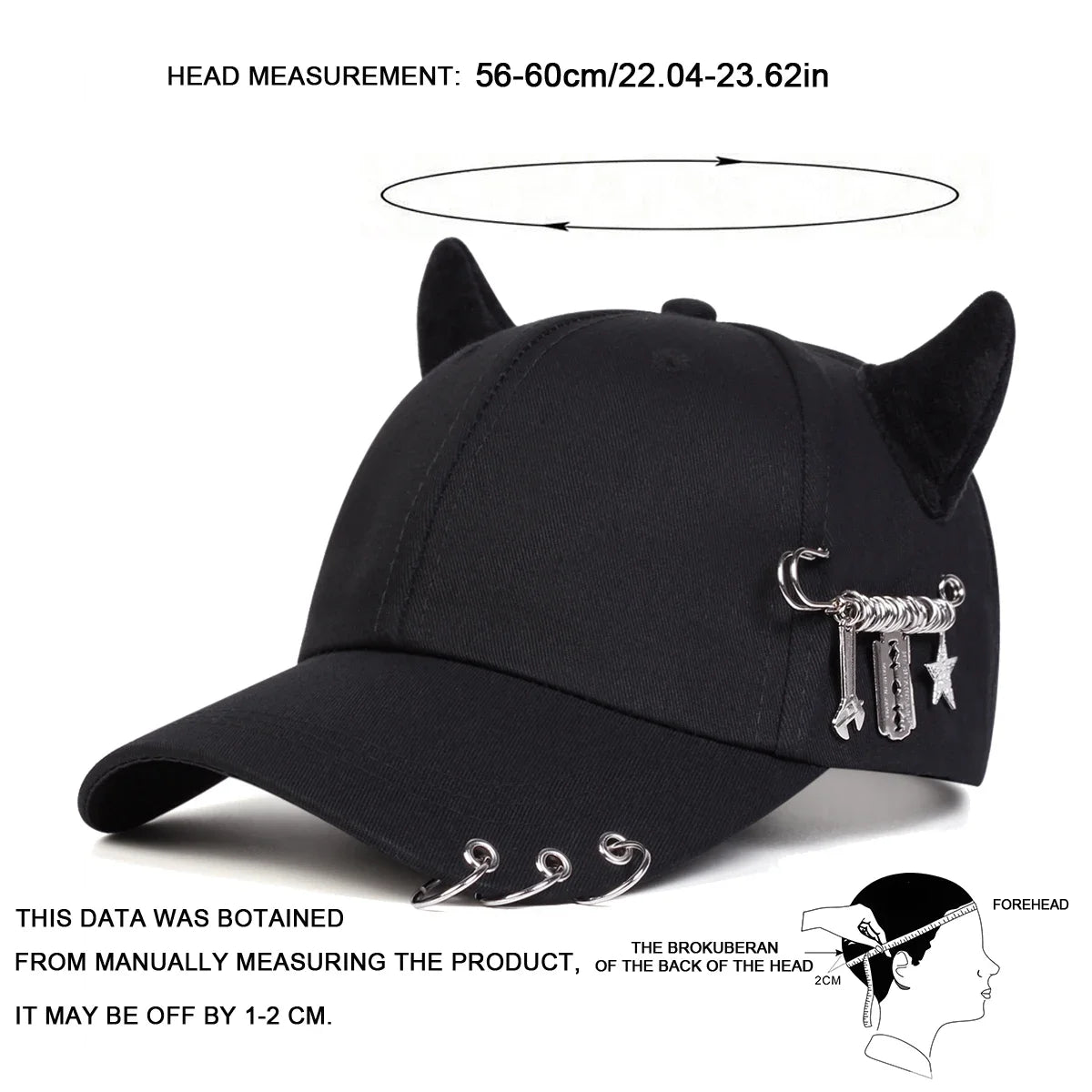 Lron Ring Cow Horn Personality Baseball Caps