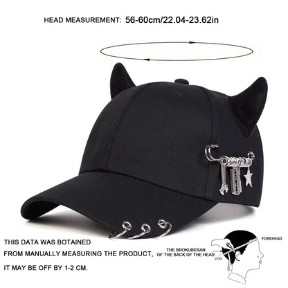 Lron Ring Cow Horn Personality Baseball Caps