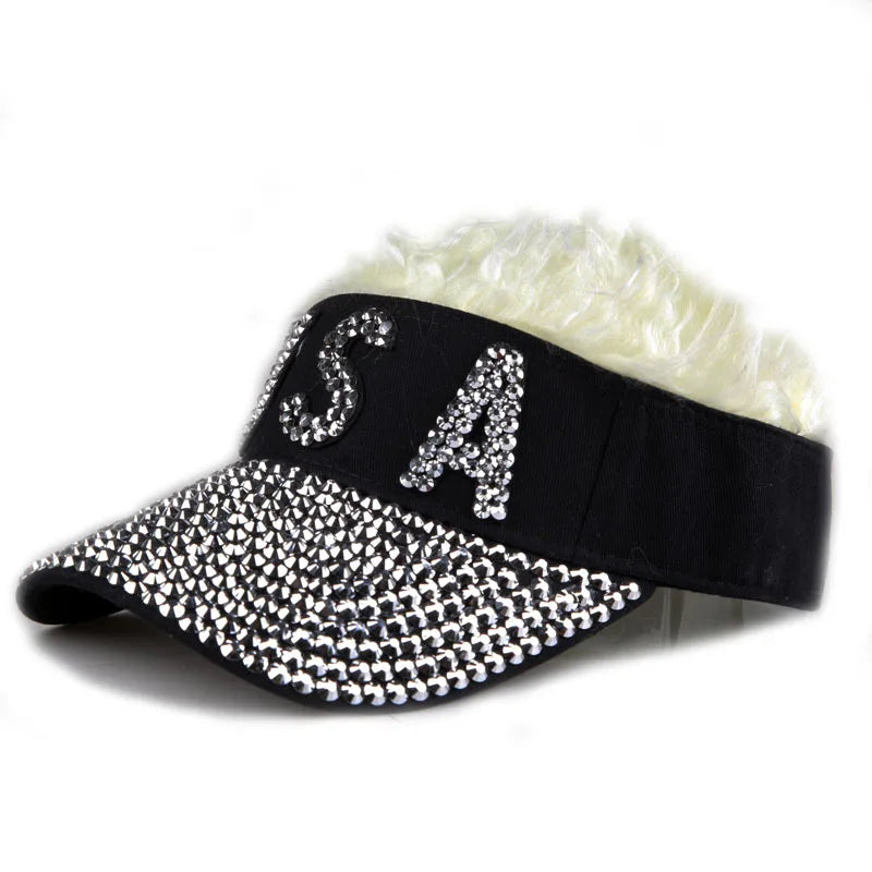 USA Wig Hat Baseball Cap Women Female Male Visors Sun Hat Cotton