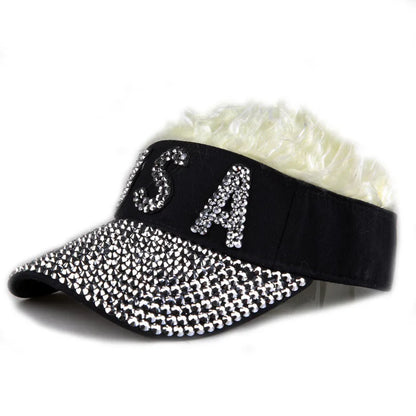 USA Wig Hat Baseball Cap Women Female Male Visors Sun Hat Cotton