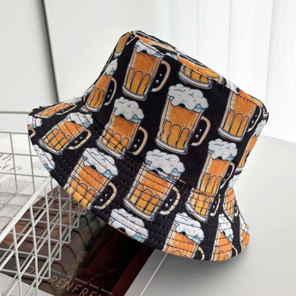 Cartoon Duck Bucket Hat Cool Cute Pattern Fisherman Hats Yellow Duck Printing Panama Cap For Men Women