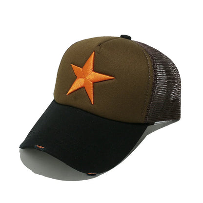 Streetwear 3D Star Embroidery Mesh Baseball Cap