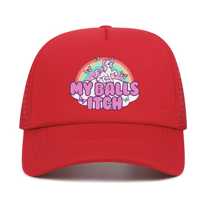 My Balls Itch Ironic Unicorn Rainbow Offensive Baseball Cap