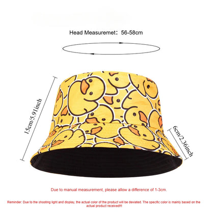 Yellow Duck Printed Fisherman's Hat Four Seasons Outdoor Sunshade Basin Hat
