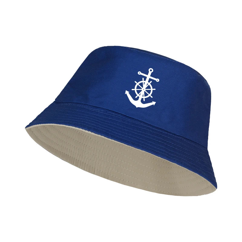 Anchor And Ship Wheel Print Bucket Hat