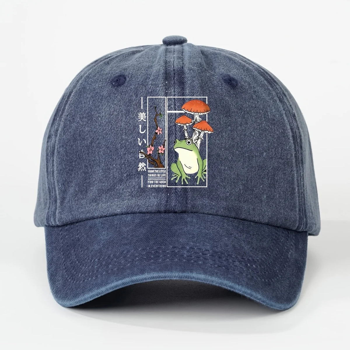 Printed Frog Mushroom Washable Baseball Cap
