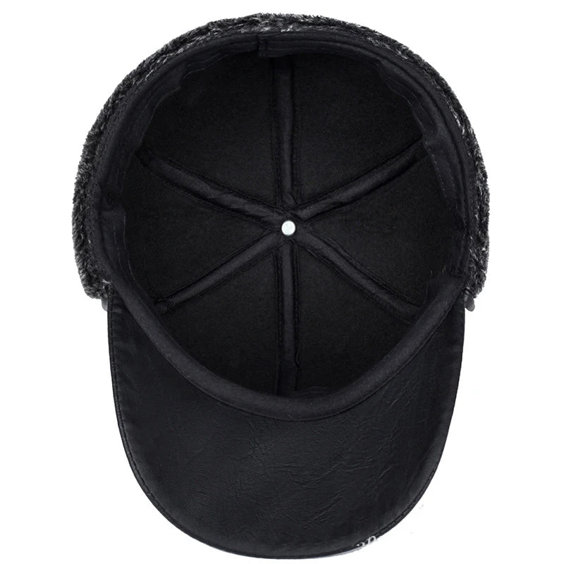 Winter New Men's Hat Imitation Leather Baseball Cap