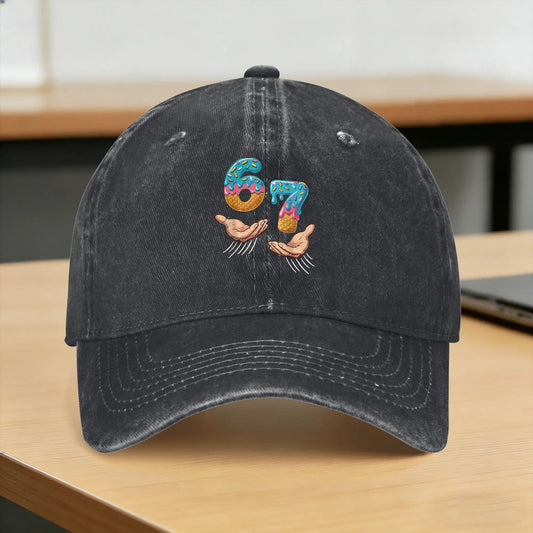 Six Seven 6 7 Ice Cream Hands Meme Casual Baseball Cap