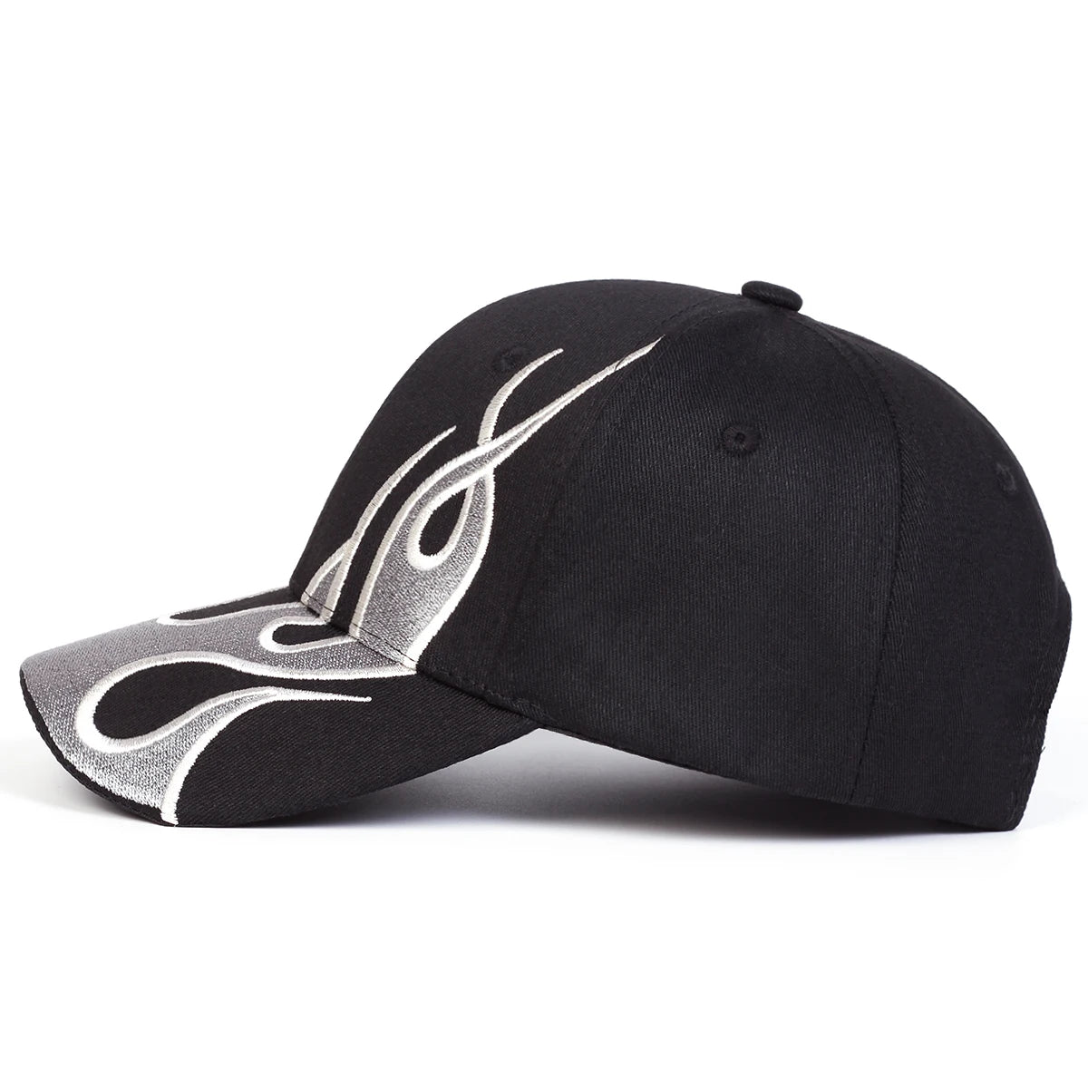Unisex Flame Embroidery Baseball Caps Adjustable Casual Hats Spring And Autumn