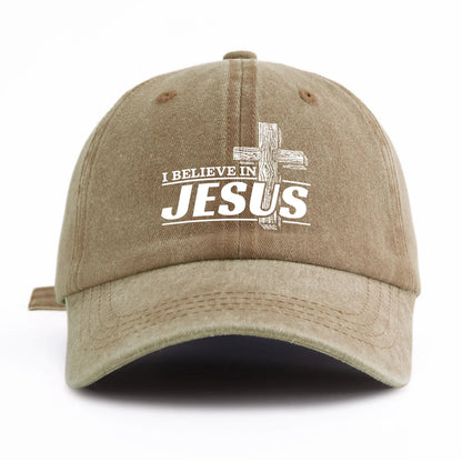 JESUS Print Washed Baseball Cap For Adults