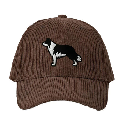 Border Collie Corduroy Cap Embroidered Dog Design Unisex Baseball Hat For Men Women